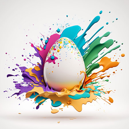 Easter egg paint splash. Easter egg colorful explosionの写真素材