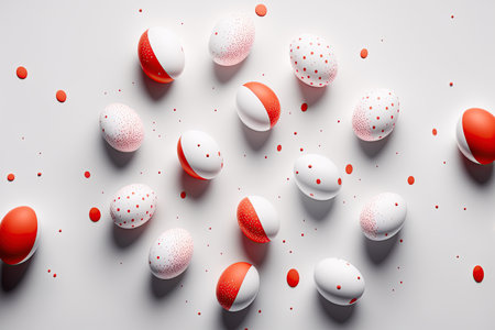 Minimalistic easter background. Easter eggs on white background. Clean designの写真素材