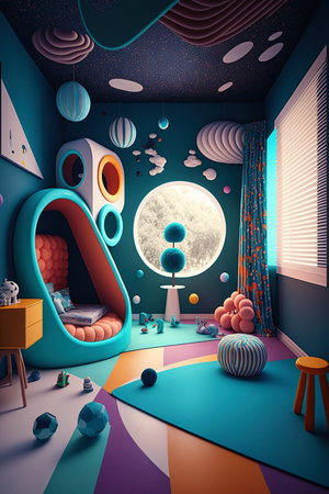 Colorful kids room. Cute surreal children's room.の写真素材