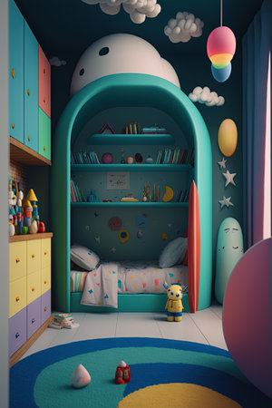 Colorful kids room. Cute surreal children's room.の写真素材