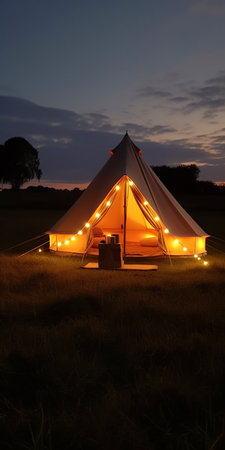 glamping in the beautiful countryside. luxury glamorous camping. glampingの写真素材