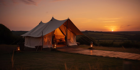glamping in the beautiful countryside. luxury glamorous camping. glampingの写真素材