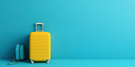 Travel banner. Traveller suitcase minimalistic background with copy space. Vacation, holiday, travel...
