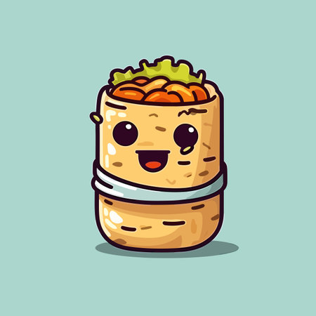 Mexican burrito wrap. Burritos hand-drawn illustration. Vector doodle style cartoon illustrationのイラスト素材