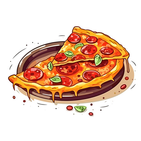 Italian pizza. Pizza hand-drawn illustration. Vector doodle style cartoon illustrationのイラスト素材