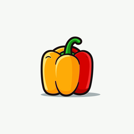 Bell pepper. Bell pepper hand-drawn illustration. Vector doodle style cartoon illustrationのイラスト素材