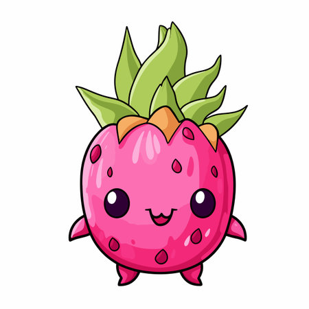 Dragon fruit. Dragon fruit hand-drawn illustration. Vector doodle style cartoon illustrationのイラスト素材