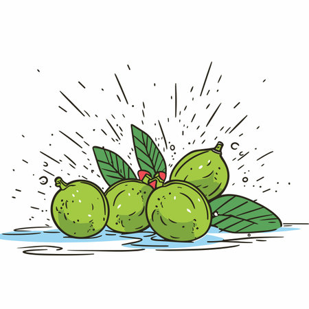 Guava. Guava hand-drawn illustration. Vector doodle style cartoon illustrationのイラスト素材