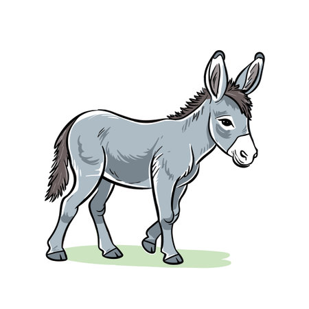 Donkey foal. Donkey foal hand-drawn illustration. Vector doodle style cartoon illustrationのイラスト素材