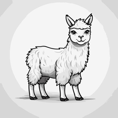 Llama. Llama hand-drawn illustration. Vector doodle style cartoon illustrationのイラスト素材