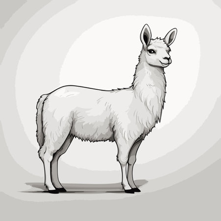 Llama. Llama hand-drawn illustration. Vector doodle style cartoon illustrationのイラスト素材