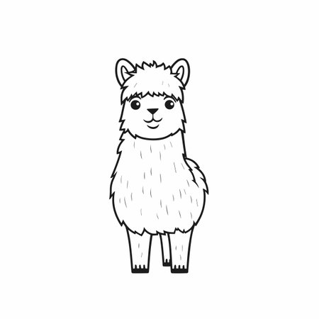 Llama hembra. Llama hembra hand-drawn illustration. Vector doodle style cartoon illustrationのイラスト素材