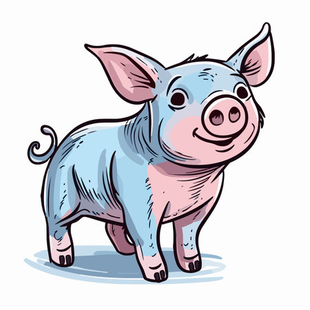 Pig. Pig hand-drawn illustration. Vector doodle style cartoon illustrationのイラスト素材