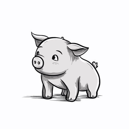 Piglet. Piglet hand-drawn illustration. Vector doodle style cartoon illustrationのイラスト素材