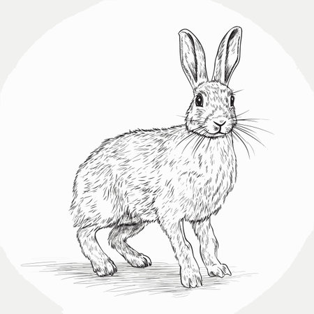 Rabbit doe. Rabbit doe hand-drawn illustration. Vector doodle style cartoon illustrationのイラスト素材