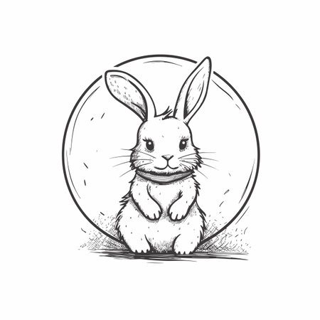 Rabbit. Rabbit hand-drawn illustration. Vector doodle style cartoon illustrationのイラスト素材