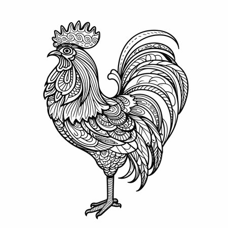 Rooster. Rooster hand-drawn illustration. Vector doodle style cartoon illustrationのイラスト素材