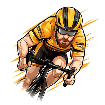 Cyclist. Road cyclist hand-drawn illustration. Vector doodle style cartoon illustrationのイラスト素材