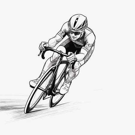 Cyclist. Road cyclist hand-drawn illustration. Vector doodle style cartoon illustrationのイラスト素材