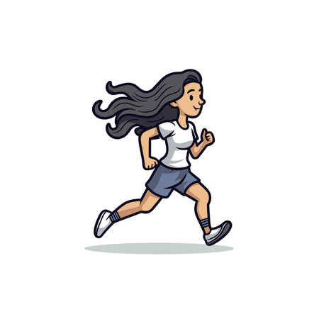 Female runner. Female runner hand-drawn illustration. Vector doodle style cartoon illustrationのイラスト素材