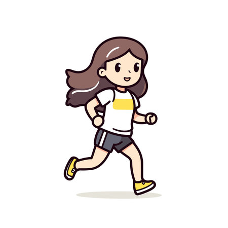 Female runner. Female runner hand-drawn illustration. Vector doodle style cartoon illustrationのイラスト素材