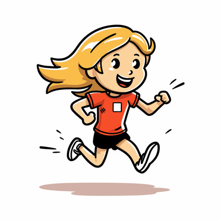 Female runner. Female runner hand-drawn illustration. Vector doodle style cartoon illustrationのイラスト素材