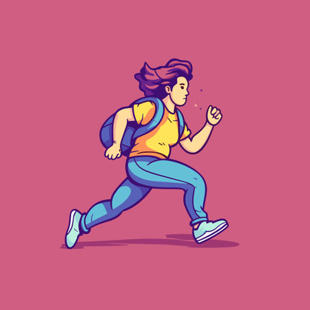 Female runner. Female runner hand-drawn illustration. Vector doodle style cartoon illustrationのイラスト素材