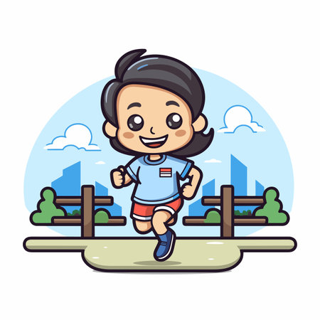 Runner. Runner hand-drawn illustration. Vector doodle style cartoon illustrationのイラスト素材