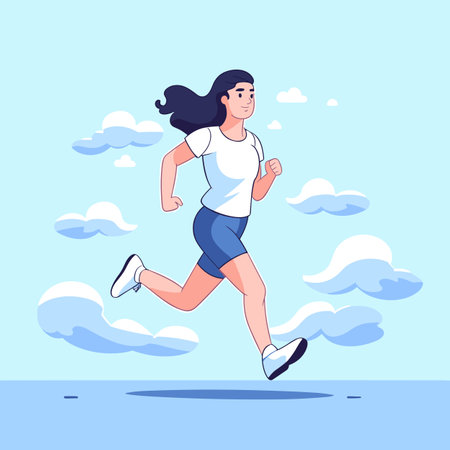 Female runner. Female runner hand-drawn illustration. Vector doodle style cartoon illustrationのイラスト素材