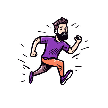 Runner. Runner hand-drawn illustration. Vector doodle style cartoon illustrationのイラスト素材
