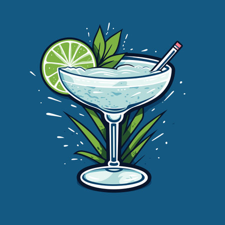 Margarita. Margarita cocktail hand-drawn comic illustration. Vector doodle style cartoon illustrationのイラスト素材