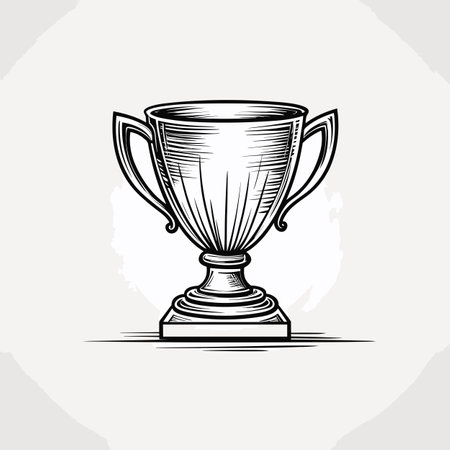 Winner cup. Winner cup hand-drawn comic illustration. Vector doodle style cartoon illustrationのイラスト素材