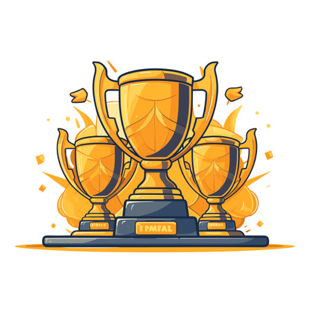 Winner cup. Winner cup hand-drawn comic illustration. Vector doodle style cartoon illustrationのイラスト素材