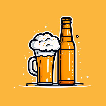 Beer. Beer hand-drawn comic illustration. Vector doodle style cartoon illustrationのイラスト素材