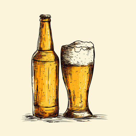 Beer. Beer hand-drawn comic illustration. Vector doodle style cartoon illustrationのイラスト素材