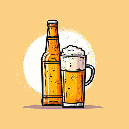 Beer. Beer hand-drawn comic illustration. Vector doodle style cartoon illustrationのイラスト素材
