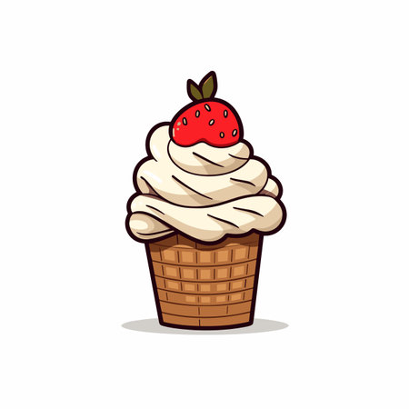 Ice cream. Ice cream hand-drawn comic illustration. Vector doodle style cartoon illustrationのイラスト素材