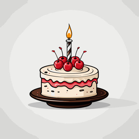 Birthday cake. Birthday cake hand-drawn comic illustration. Vector doodle style cartoon illustrationのイラスト素材