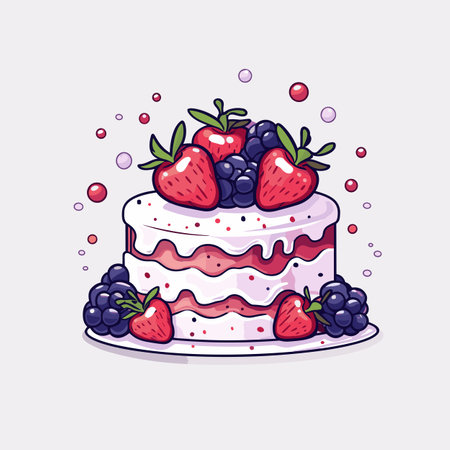 Birthday cake. Birthday cake hand-drawn comic illustration. Vector doodle style cartoon illustrationのイラスト素材