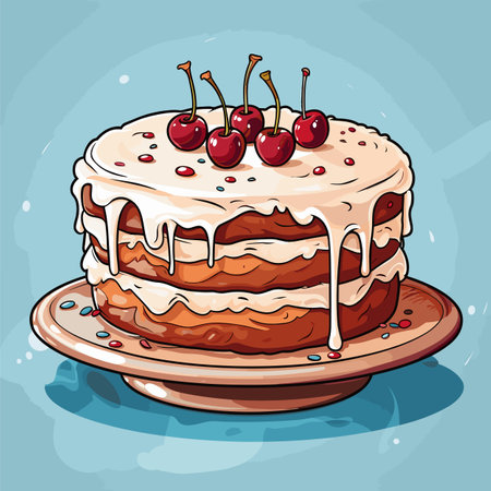 Birthday cake. Birthday cake hand-drawn comic illustration. Vector doodle style cartoon illustration