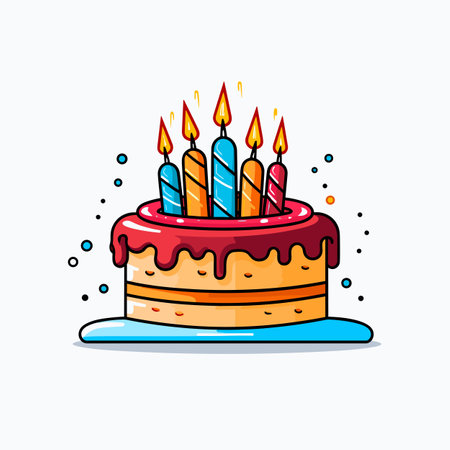 Birthday cake. Birthday cake hand-drawn comic illustration. Vector doodle style cartoon illustrationのイラスト素材