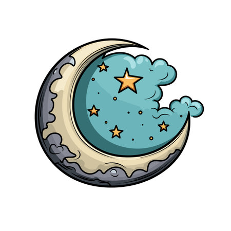 Moon. Moon hand-drawn comic illustration. Vector doodle style cartoon illustrationのイラスト素材