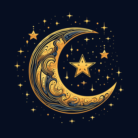 Moon. Moon hand-drawn comic illustration. Vector doodle style cartoon illustrationのイラスト素材
