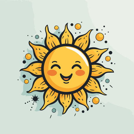 Sun. Sun hand-drawn comic illustration. Vector doodle style cartoon illustrationのイラスト素材