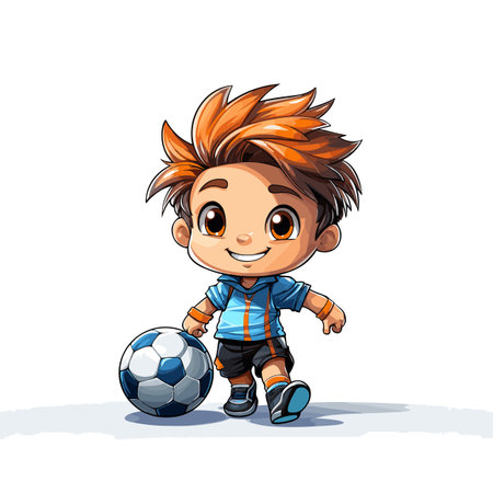 Football player. Soccer player hand-drawn comic illustration. Vector doodle style cartoon illustrationのイラスト素材