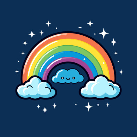 Rainbow. Rainbow hand-drawn comic illustration. Vector doodle style cartoon illustrationのイラスト素材