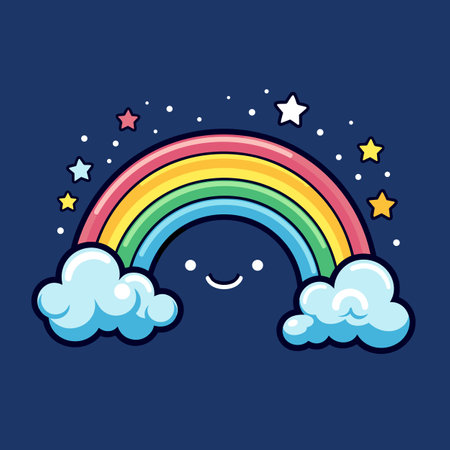 Rainbow. Rainbow hand-drawn comic illustration. Vector doodle style cartoon illustrationのイラスト素材