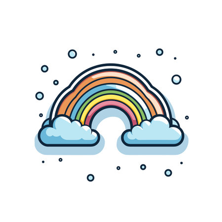 Rainbow. Rainbow hand-drawn comic illustration. Vector doodle style cartoon illustrationのイラスト素材
