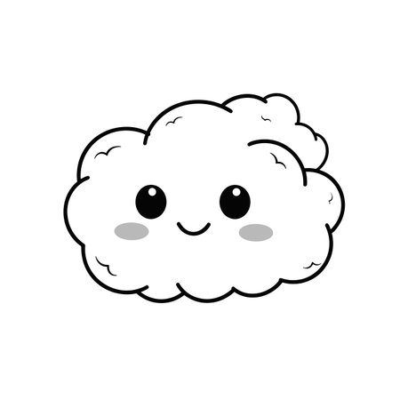 Cloud. Cloud hand-drawn comic illustration. Vector doodle style cartoon illustrationのイラスト素材