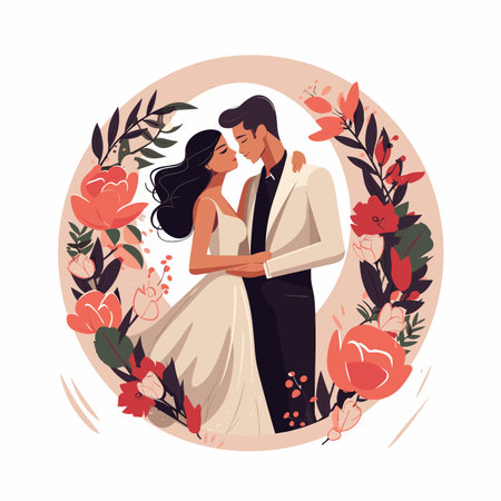Wedding. Wedding hand-drawn comic illustration. Vector doodle style cartoon illustrationのイラスト素材